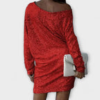 Party Dress with Sequins and Contrast