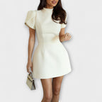 Lily - Back-Cutout Mini Dress with Bow and Short Sleeve
