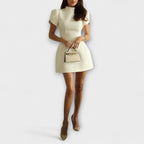 Lily - Back-Cutout Mini Dress with Bow and Short Sleeve