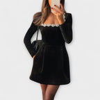 Wren - Velvet Mini Dress with Jewel Embellishment