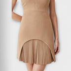 Elowen - Military-Inspired Patchwork Mini Dress with High Collar