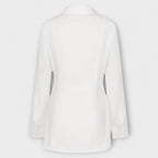 Indie - Long-sleeved white pleated shirt dress