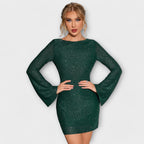 Backless Sequin Dress with Long Sleeves