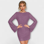Backless Sequin Dress with Long Sleeves