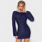Backless Sequin Dress with Long Sleeves