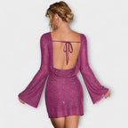 Backless Sequin Dress with Long Sleeves